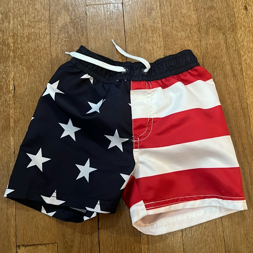 American flag swim trunks